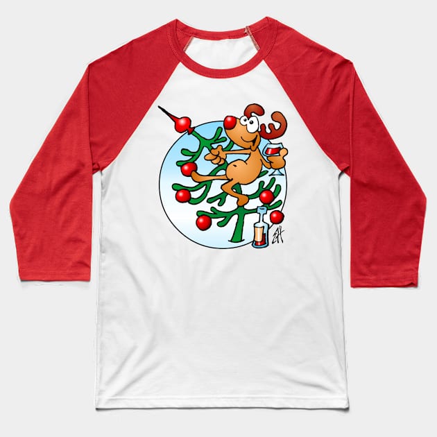 Reindeer in a Christmas tree Baseball T-Shirt by Cardvibes